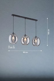 Lustră neagră cu abajur din sticlă Nayla – Fischer &amp; Honsel