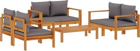 vidaXL Set de canapele de grădină cu perne, 5 buc., lemn masiv acacia