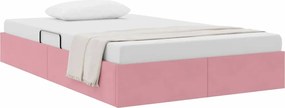 vidaXL Pat cu storage cu headboard Roz 120 x 200 cm Catifea