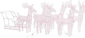 vidaXL Decorațiune de Crăciun cu reni și sanie, 280x28x55, acril