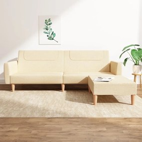 3080590 vidaXL Canapea extensibilă cu taburet, 2 locuri, crem, textil