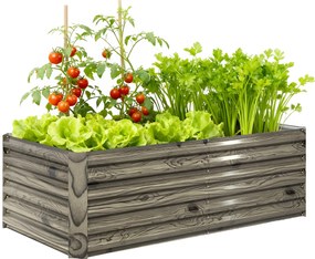 Outsunny Jardinieră mare dreptunghiulară din oțel galvanizat pentru terasă cu bază deschisă 180x90x57,5 cm Natural | Aosom Romania
