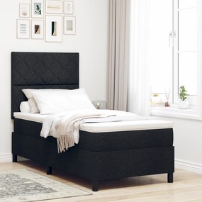 vidaXL Pat cu saltea cu arcuri și LED Negru 90x200 cm