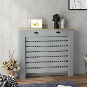HOMCOM Acoperiș pentru calorifer din MDF cu doghe, cu 2 sertare, 111x19x95.5 cm, Gri | Aosom Romania