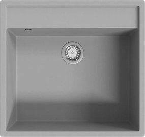 vidaXL Chiuvetă de bucătărie cu orificiu de preaplin, gri, granit