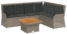 3262166 vidaXL Set mobilier de grădină cu perne, 5 piese, gri, poliratan