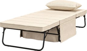 HOMCOM Fauteuil lit convertible chauffeuse chaise longue et pouf 4 în 1 cu dossier inclinable 5 positions cremă | Aosom Romania