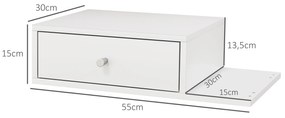 HOMCOM Set de 2 noptiere de perete - set de 2 noptiere - raft lateral și sertar - 55l x 30P x 15H cm MDF alb | Aosom Romania