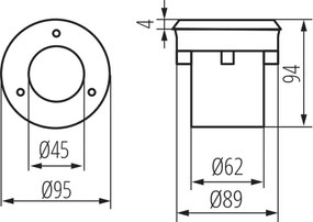 Kanlux 18193 - GORDO LED, corp de iluminat îngropat pentru exterior (drive-over), 1W, 230V, diametru 9,5 cm, IP67, inox
