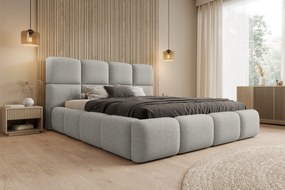 Pat tapițat Cloud 160x200 cu spațiu depozitare - bouclé gri Quelle 83