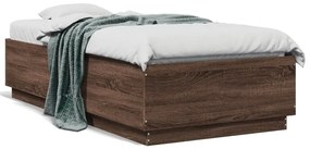 3209666 vidaXL Cadru de pat cu LED, stejar maro, 90x190 cm, lemn prelucrat