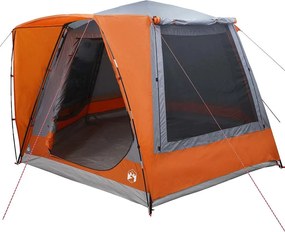 vidaXL Cort de Camping Gri și portocaliu 420 x 420 x 227 cm Poliester