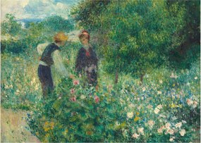 Tablou pe sticlă - Auguste Renoir, Picking Flowers, reproducere (70x50 cm)