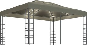 vidaXL Pavilion cu șiruri de lumini LED, gri taupe, 3x4m