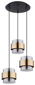 Lustra cu 3 pendule design modern MILLEY negru, auriu