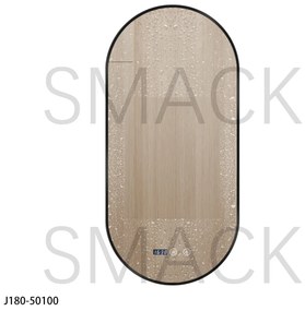 Oglindă LED Touch Premium, Dezaburire, Rama Negra, 3 Tipuri Lumină 50/100 cm