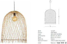 Lustra/Pendul ratan natural boho style Maryl