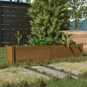 Strat inaltat de gradina maro miere 150x31x31 cm lemn masiv pin 1, maro miere