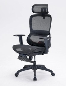 Scaun ergonomic SIHOO B100, Suport lombar dinamic cu ajustare automata, Cotiere 4D, Tetiera 3D, Mecanism multifunctional inclinare/blocare in 3 pozitii, Suport picioare, Mesh, Negru