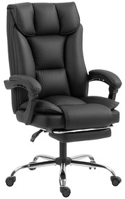 HOMCOM Scaun de Birou Reclinabil la 155° cu Suport pentru Picioare, Dublă Îmbunătățire și Tapițerie din Piele Ecologică, Negru | Aosom Romania