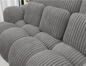 Canapea gri extensibilă cu tapițerie din catifea reiată 256 cm Cotonn – ELTAP