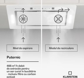 Klarstein Hektor Eco, hotă, 72 cm, 466 m³/h, control tactil, sticlă