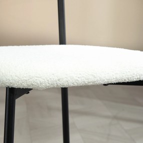 HOMCOM Set de 2 scaune de sufragerie cu șezut cu aspect de mohair, spătar curbat cu aspect de lemn, interior, crem | Aosom Romania