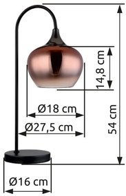 Veioza/Lampa de masa design modern MAXY negru/cupru