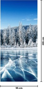 Fototapet pentru ușă - Lac înghețat și pomii înzăpeziți (95x205cm)