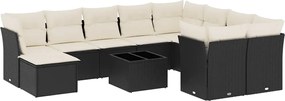 vidaXL Set canapele de grădină cu perne, 11 piese, negru, poliratan