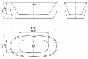 Cada baie freestanding ovala 170 x 80 cm Deante, Alpinia 1700x800 mm