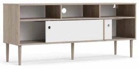 Comoda TV in decor de stejar Jackson Hickory Culoare alba, ELISEO
