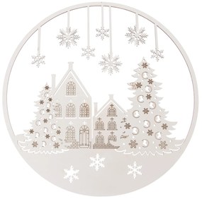 Decorațiune de Crăciun din lemn pentru perete Fulgi de zăpadă, 37 cm