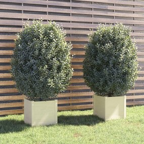Jardiniere de gradina, 2 buc., alb, 40x40x40 cm, lemn masiv pin 2, Alb, 1