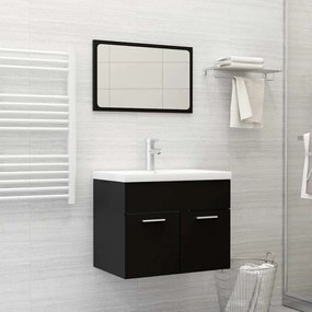 vidaXL Set mobilier de baie, 2 piese, negru, PAL