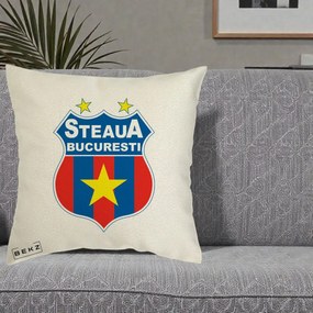 Perna Personalizata Steaua Bucuresti Fotbal, 40x40 cm, Ecru, Husa Detasabila, Perna Inclusa, BEKZ®