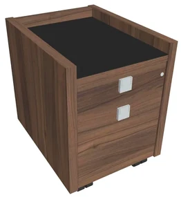 Comodă mobilă Verno 47 x 60 cm cu sticlă, 2 sertare, nuc / negru