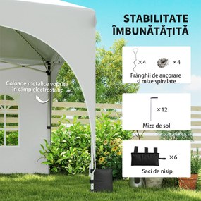 Outsunny Gazebo pliabil 3x6 m, cu pereți detașabili, saci cu nisip, geantă de transport și protecție UV30+, gri deschis/alb | Aosom Romania