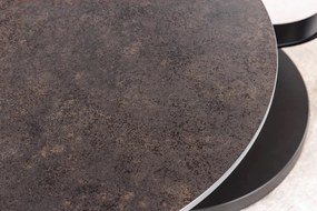 Masuta de cafea moderna cu doua blaturi rotative din ceramica DANCING RINGS 80-135cm