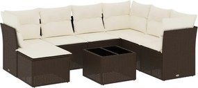 vidaXL Set canapele de grădină cu perne, 8 piese, maro, poliratan