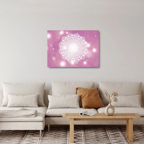 Tablou pe sticlă - Mandala pe fundal roz (70x50 cm)