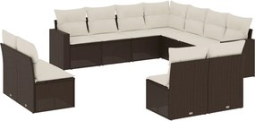 vidaXL Set canapele de grădină cu perne, 11 piese, maro, poliratan