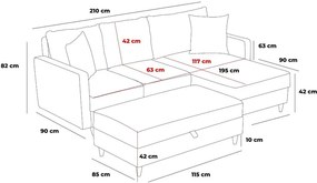 Colțar bej (colț pe partea dreaptă) Eva – Balcab Home