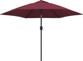 vidaXL Umbrelă de soare cu LED-uri și stâlp oțel, roșu bordo, 300 cm