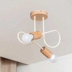 Lustru aplicat OXFORD 2xE27/15W/230V lemn de pin/crem