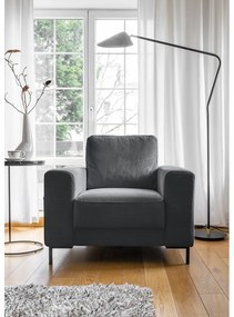 Fotoliu gri închis cu tapițerie din catifea reiată Lofty Lilly – Miuform