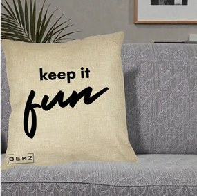 Perna Decorativa Keep It Fun, 40x40 cm, Crem, Husa Detasabila, Perna Inclusa, BEKZ®