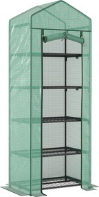 Outsunny Seră de grădină balcon etajere seră 5 niveluri 0,69 x 0,49 x 1,93 m oțel folie rulabilă PE verde | Aosom Romania