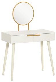 HOMCOM Masă de Toaletă/Machiaj cu Oglindă și 2 Sertare pentru Accesorii, Toaletă de Machiaj din Lemn, 80x40x123 cm, Alb | Aosom Romania