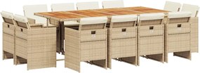 vidaXL Set mobilier de grădină cu perne, 13 piese, bej, poliratan
